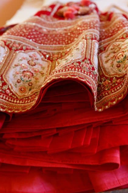 Red Silk Designer Bridal Lehenga - Blouse, Skirt &amp; 2 Matching Dupattas thumbnail 4