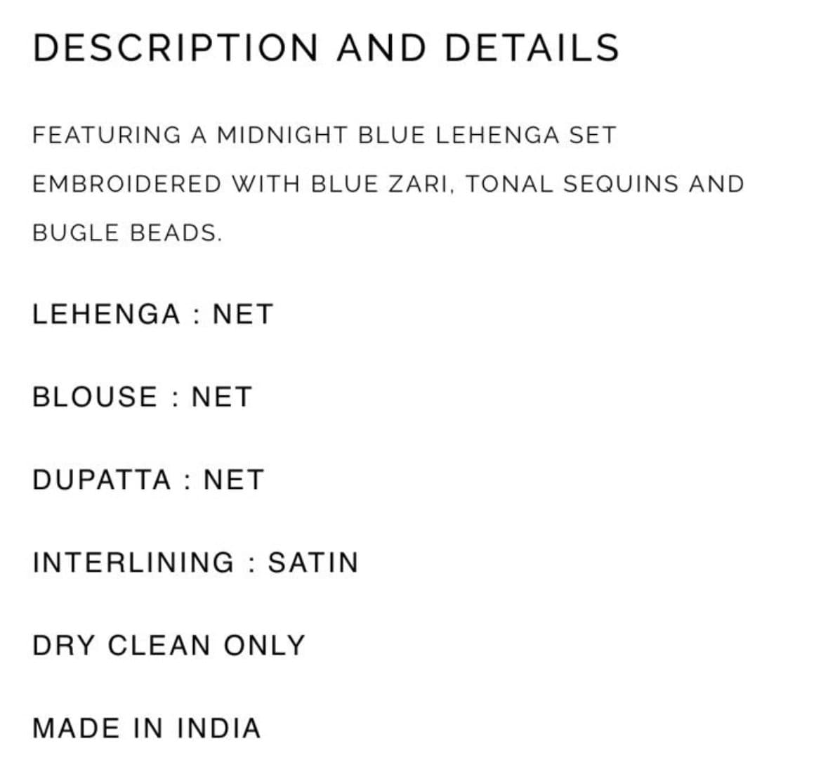 Midnight Blue Lehenga Set thumbnail 6