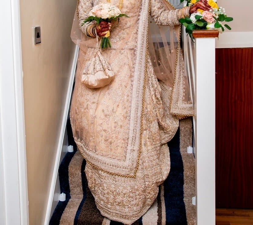 Blush pink bridal lengha - Seema Sarees Green St
