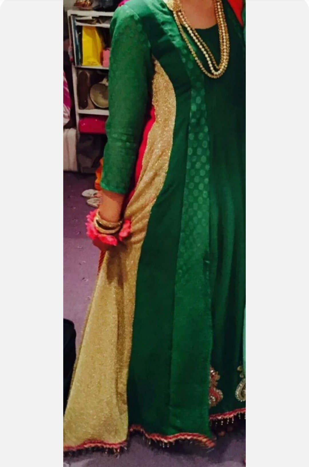 Green, orange and pink mehndi suit — image 1