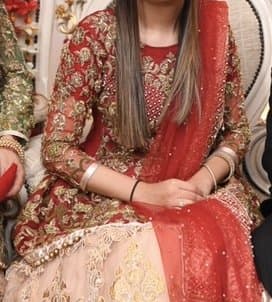 Red and Gold Pakistani Wedding Lehenga from Golu Designer with Top Skirt and Dupatta — image 1