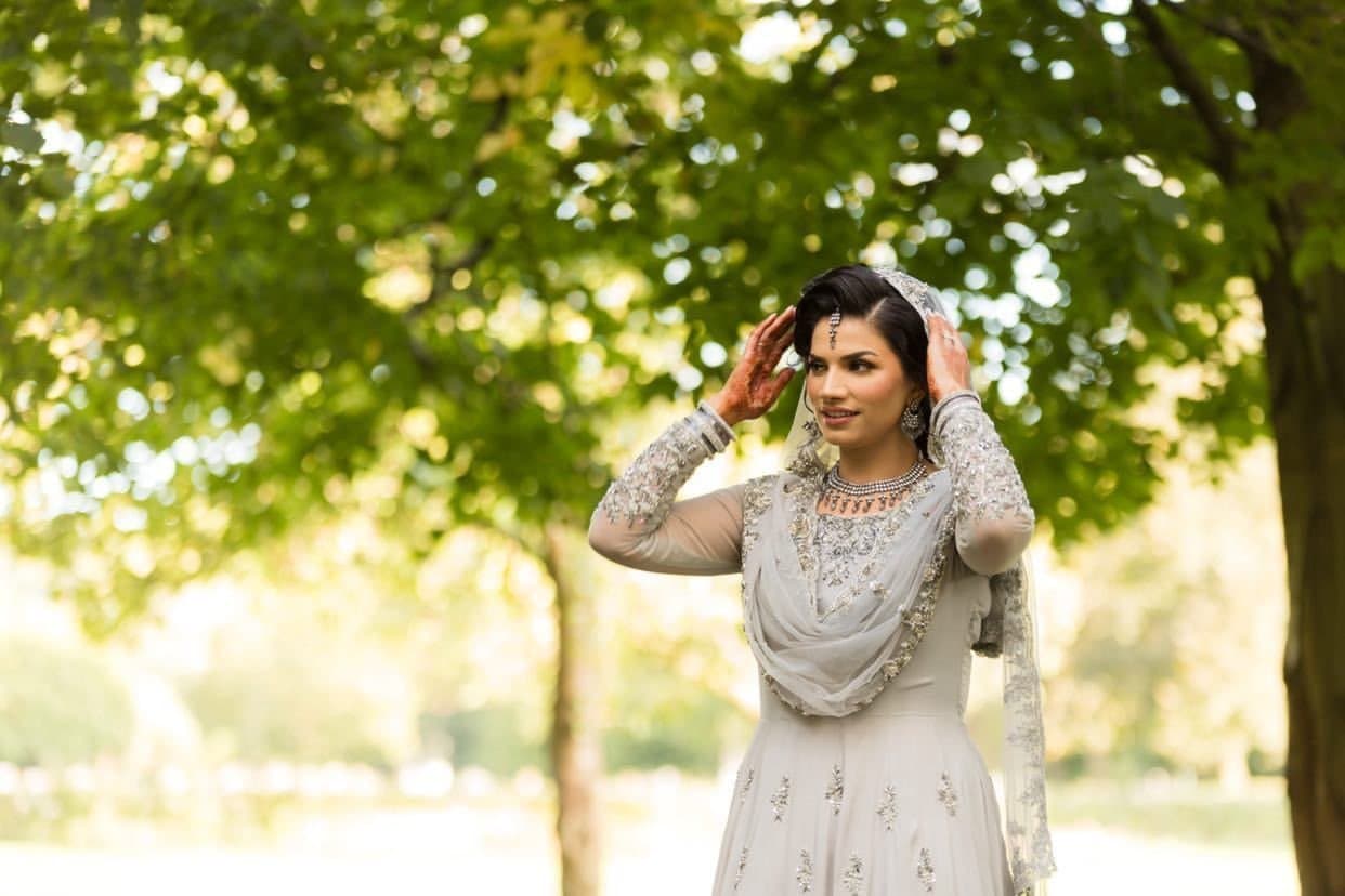 Light Grey Gown with Dark silver embroidery work — image 1