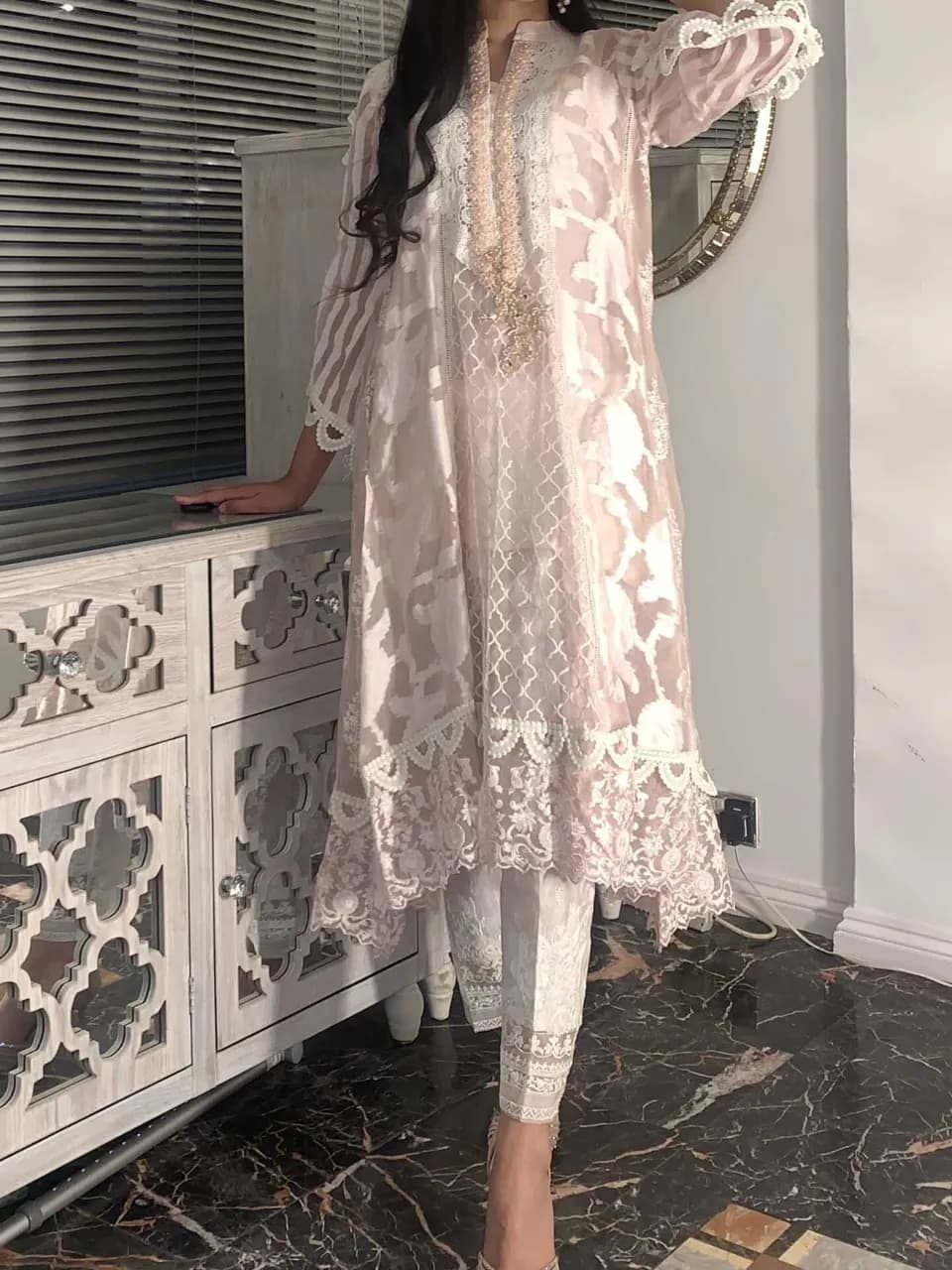 Pink pure Organza Kurta — image 1