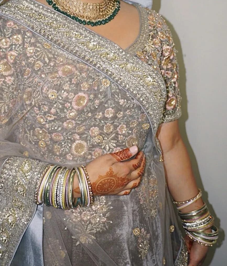 Indian Bridal Lengha Grey Velvet — image 1