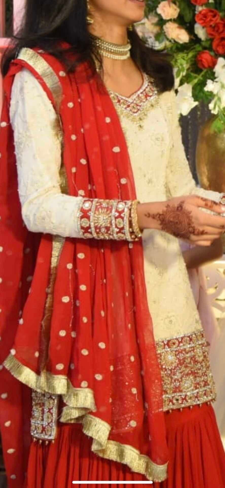 White and Red Gharara/Sharara — image 1