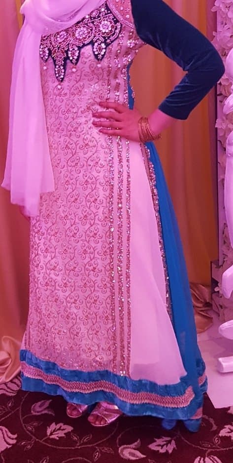 Blue and cream long dress — image 1