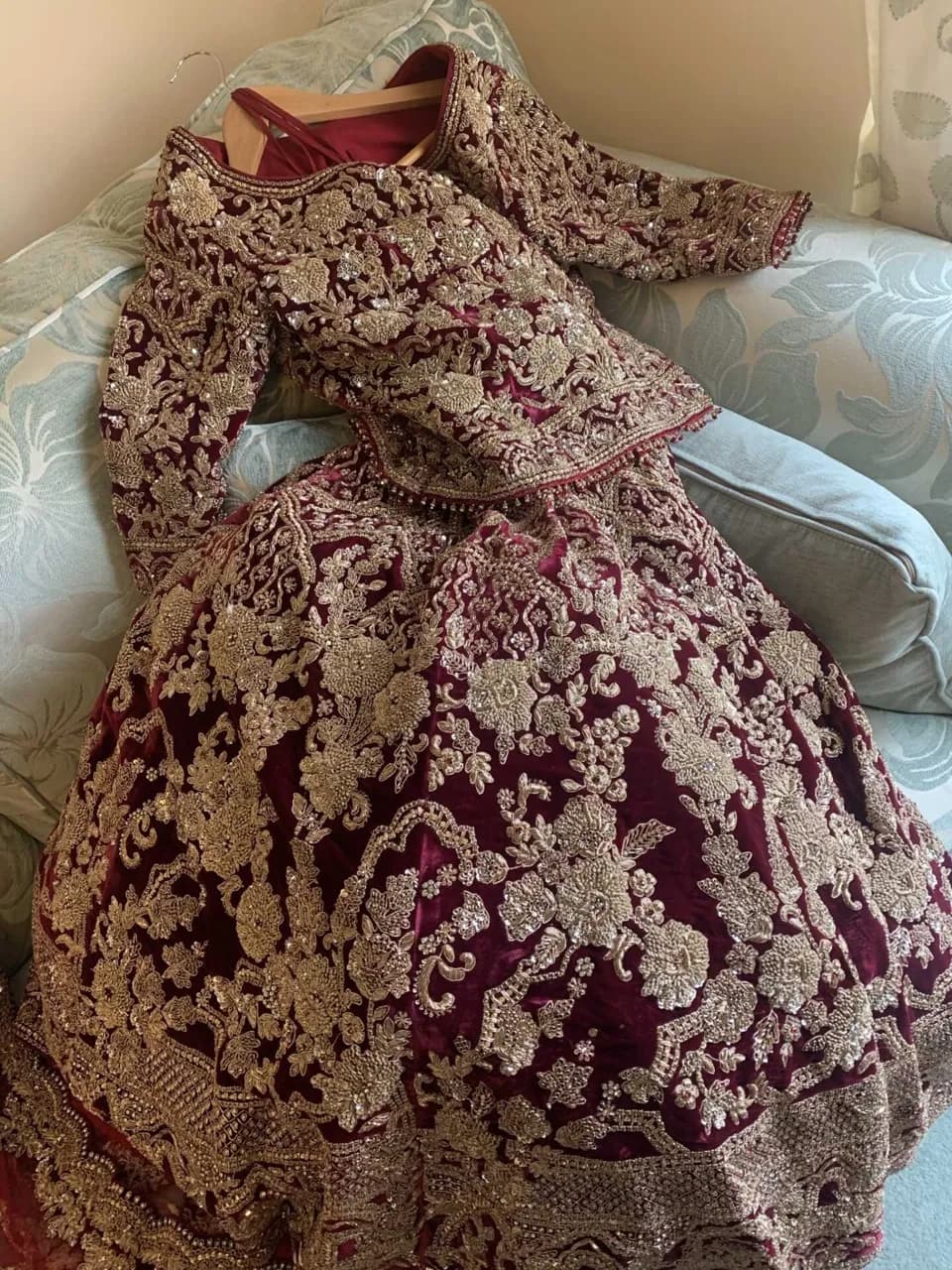 Maroon/Red bridal lehenga — image 1