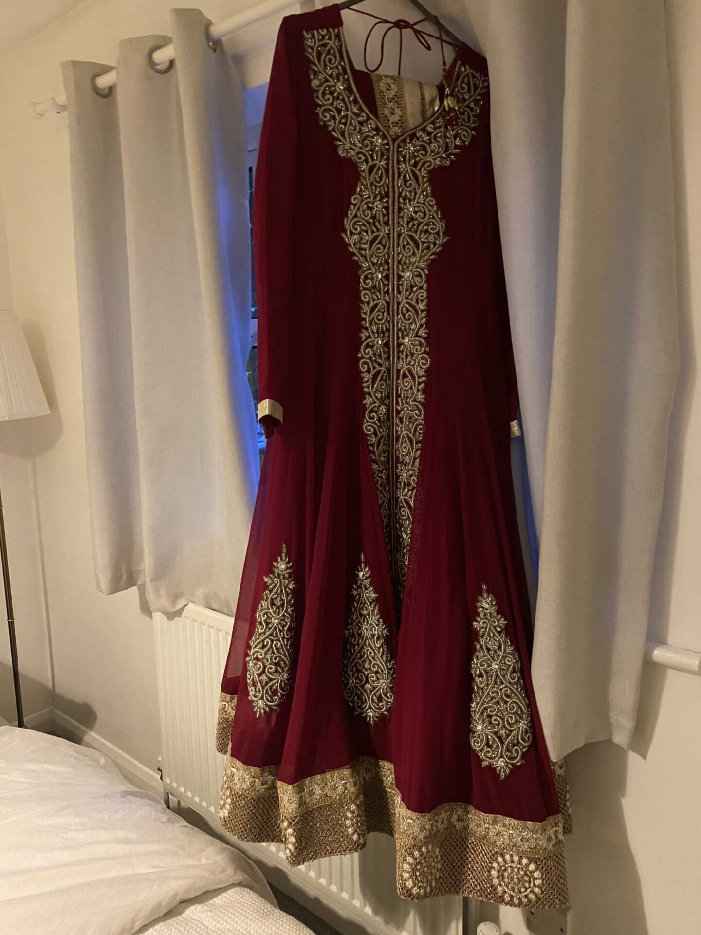Nikkah / Bridesmaid / Engagement Dress . Deep red and Silver stone work — image 1