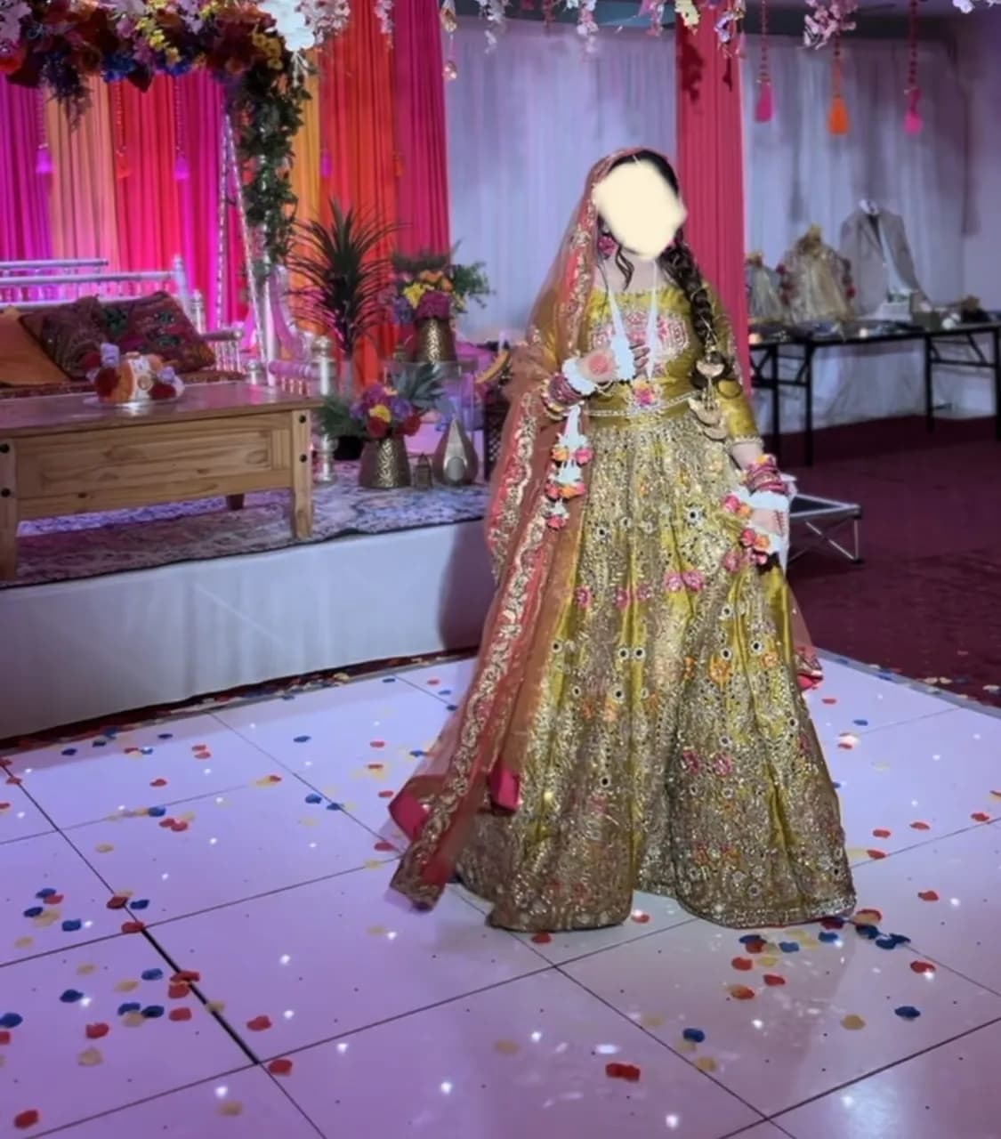 Mustard raw silk lehngha size 8 — image 1
