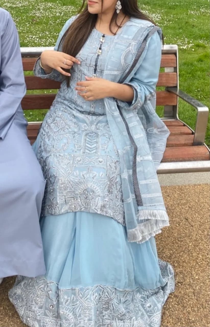 Ice blue outfit kameez — image 1