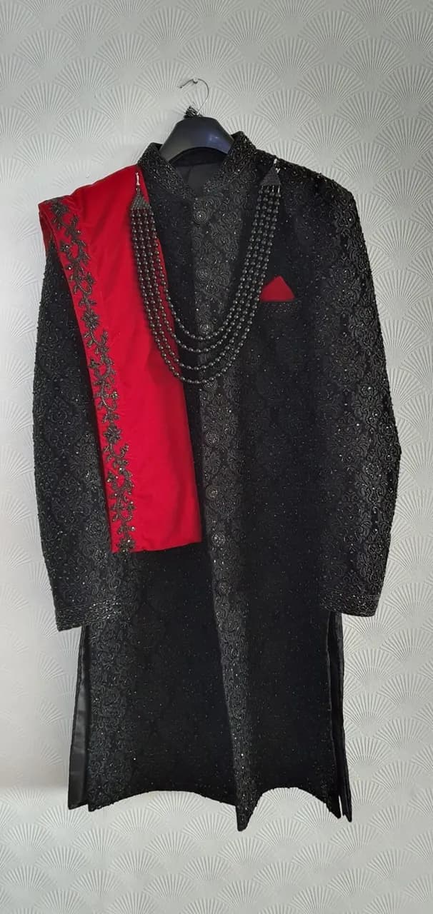 Black Wedding Sherwani — image 1