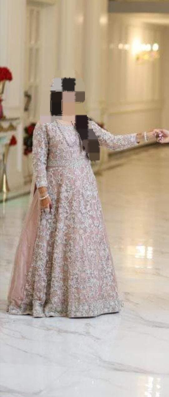 Bridal walima dress. Peach and silver embroidery. — image 1