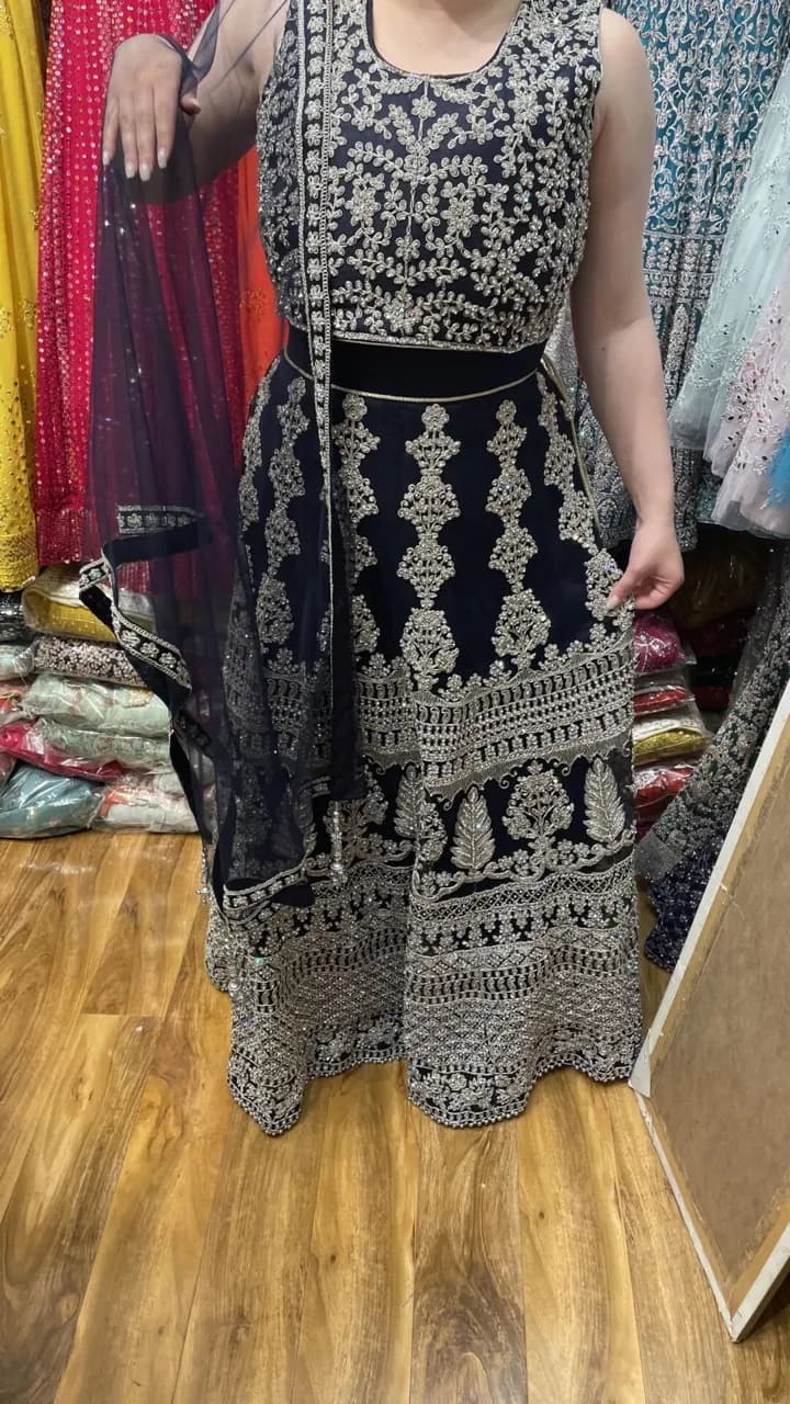 Navy Blue & Silver Lehenga Wedding — image 1