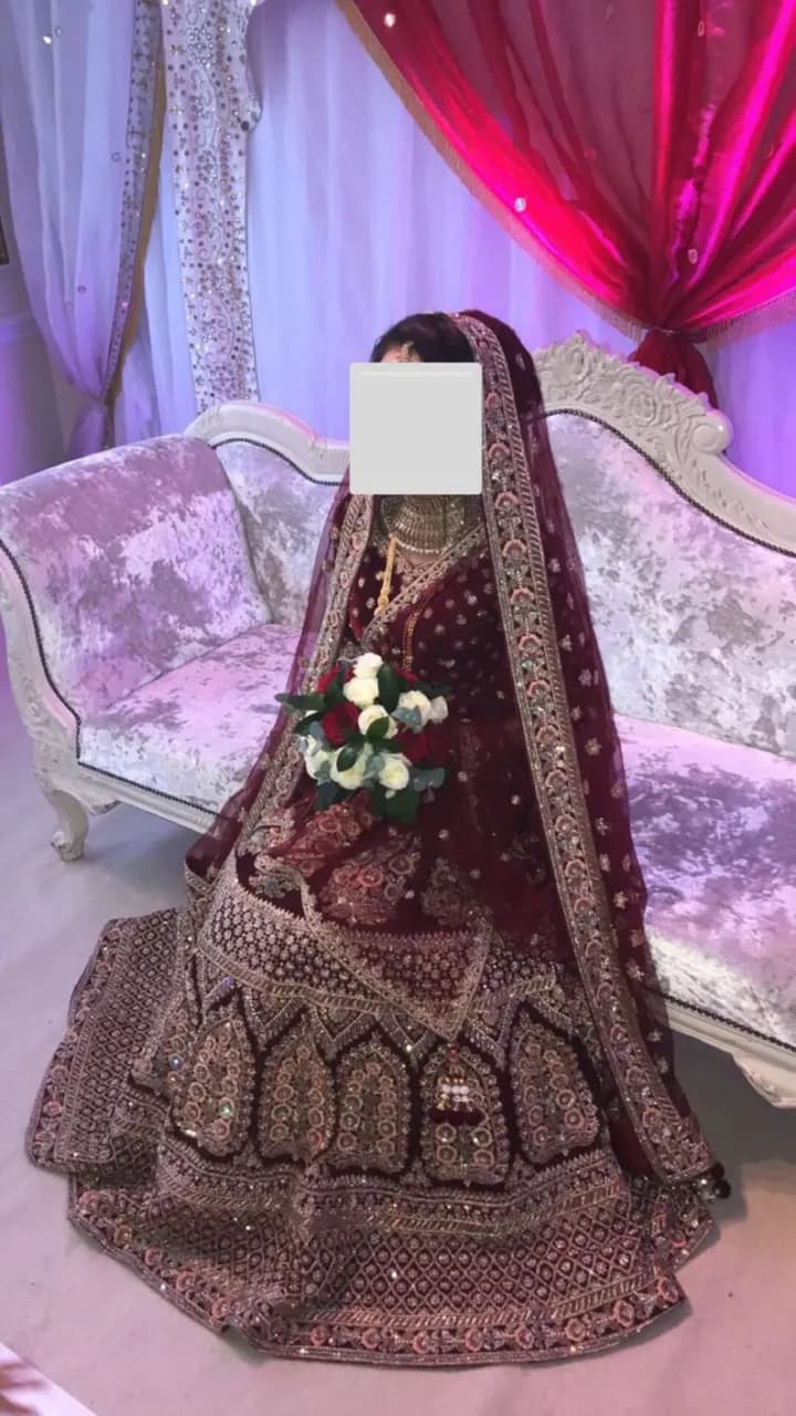 burgundy Sabyasachi lehenga — image 1