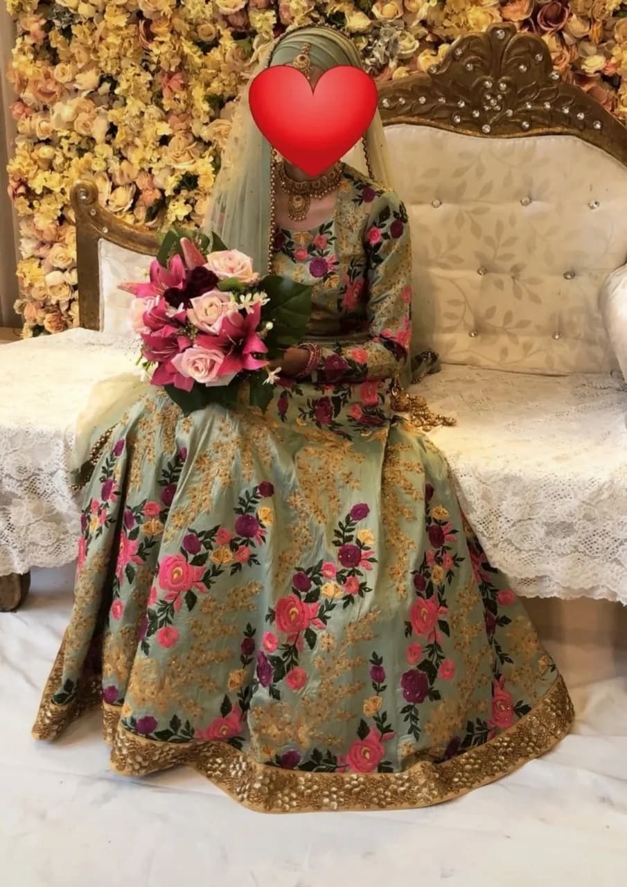Mint Floral Bridal Lehenga — image 1
