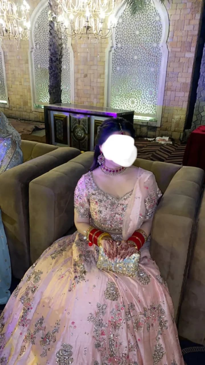 Beautiful light pink designer Dolly J bridal lehenga — image 1