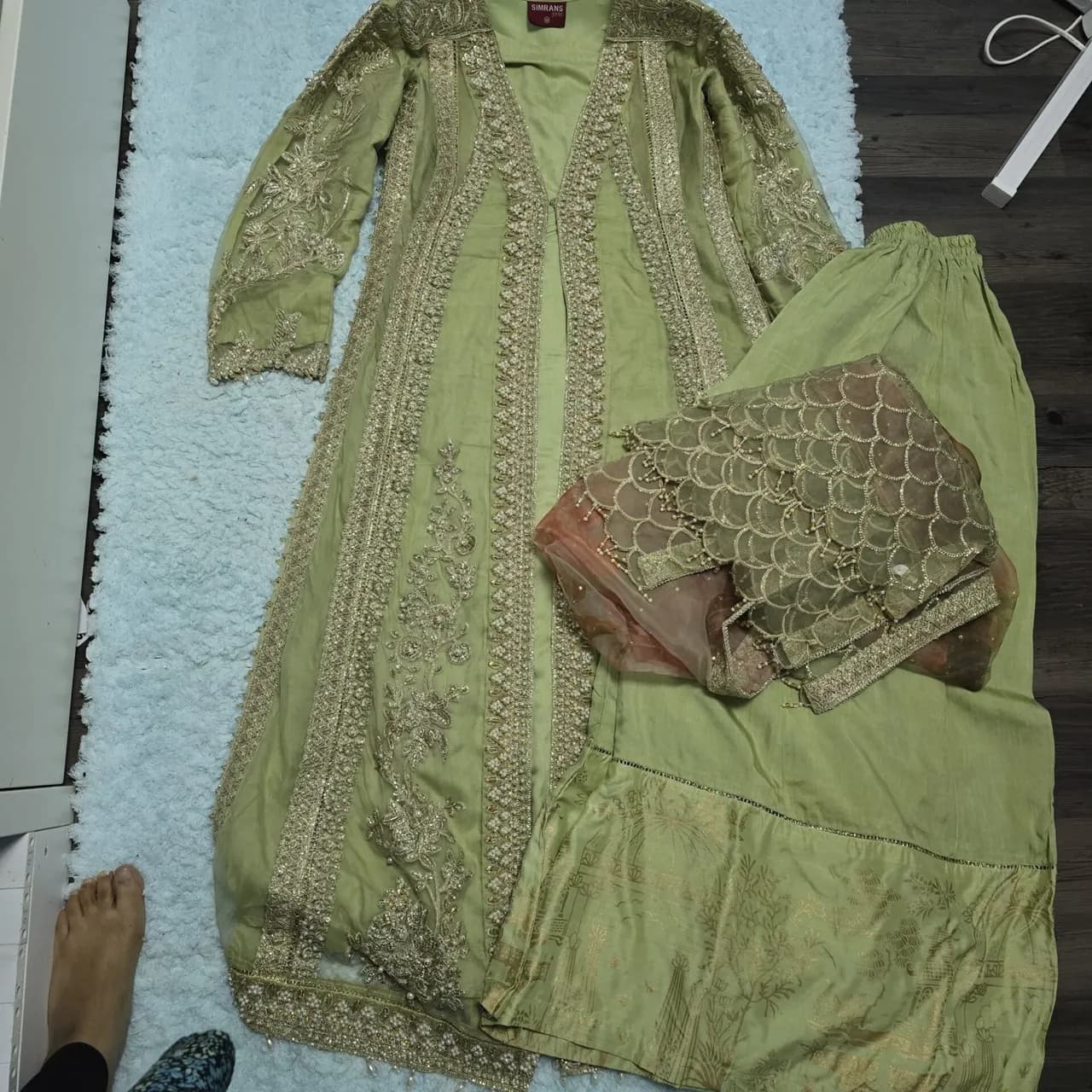 Green and Orange Mehendi Dress — image 1